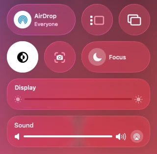 Control Center with Native Sound Mixer's Sound module