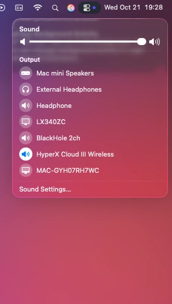 macOS's own Sound view